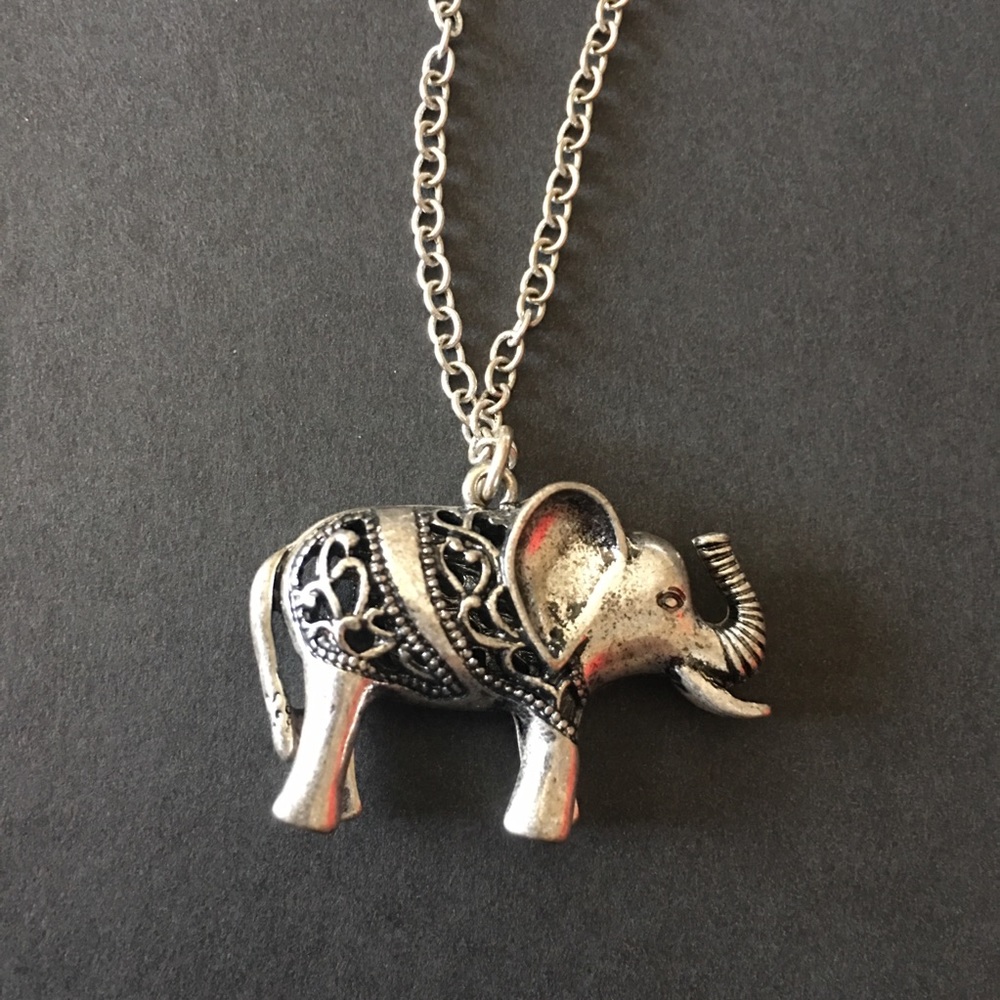 3/$10 Long silver elephant necklace